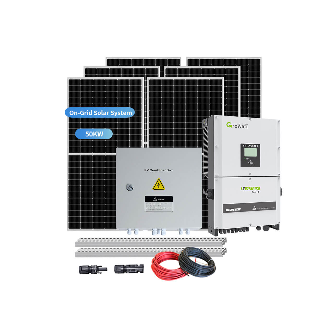 50KW Rooftop Solar Power System | Complete PV Kit with Inverter & Low-Voltage Grid-Tie Solution